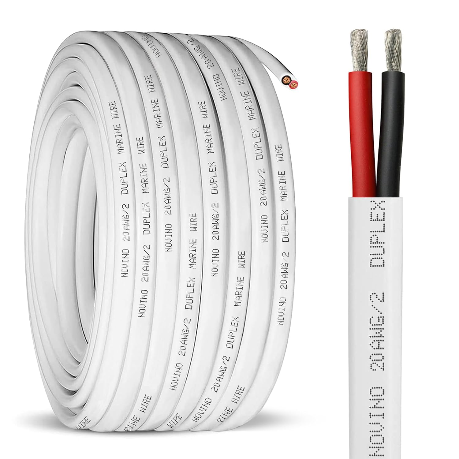 20 Gauge Marine Wire - Duplex Marine Grade Tinned Copper Cable | 100ft Oxygen-Free Insulated Red & Black