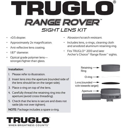 TruGlo TG70A 2X 0.5 Range Rover Bowhunting Optical Grade Polymer Diopter Sight Lens Kit with Anti-Reflective Coating and 1.87-inch Diameter
