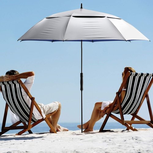 G4Free 68 Inch UV Golf Umbrella and 62 Inch UV Golf/Beach Umbrella Double Canopy