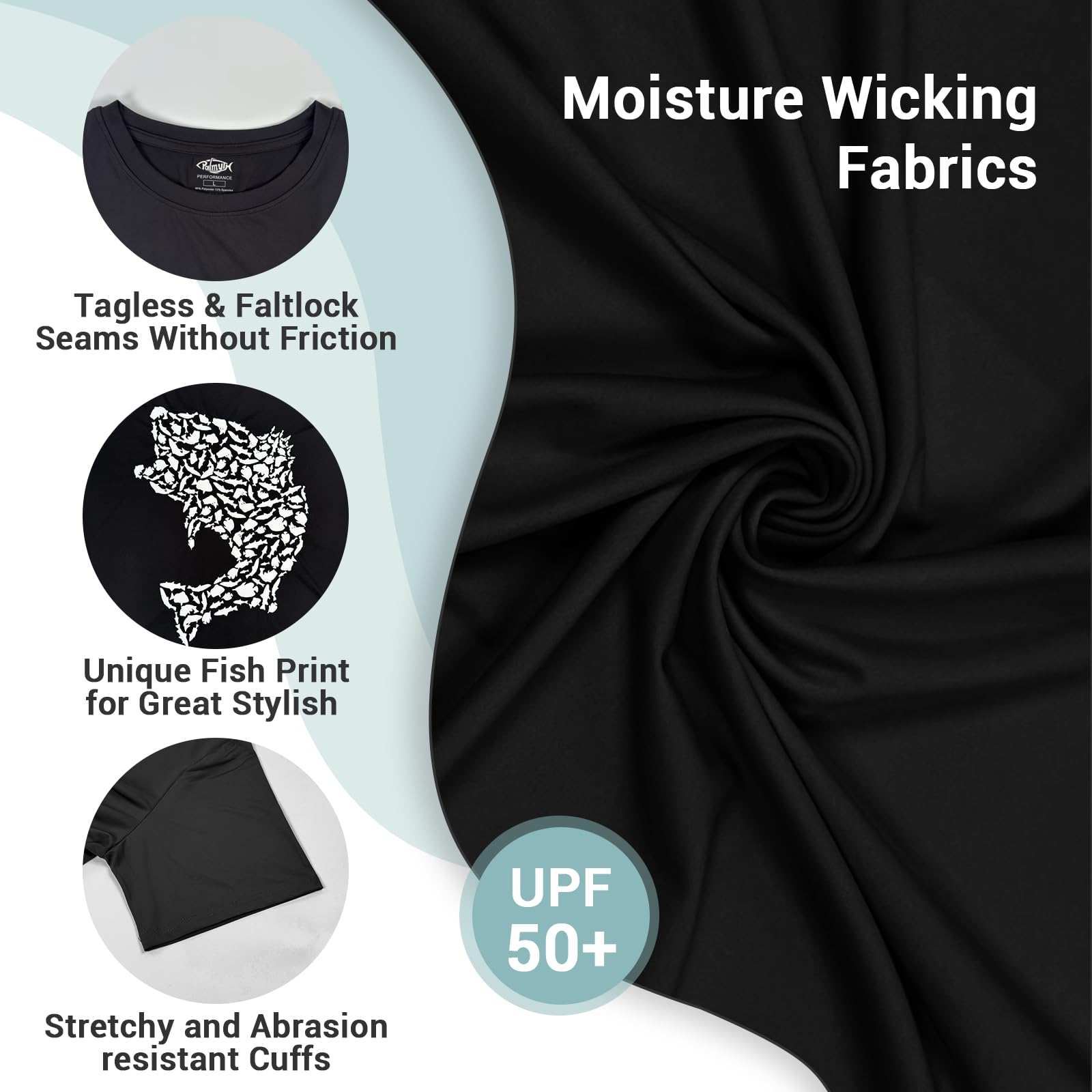 Palmyth Mens Fishing Shirts Short Sleeve UPF 50+ Quick Dry T-Shirt