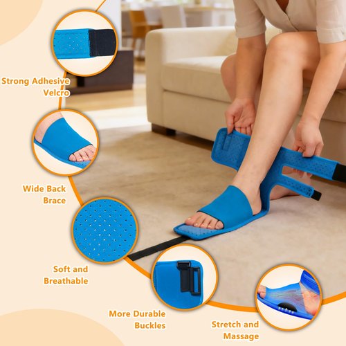 Plantar Fasciitis Night Splint, Night Splint for Plantar Fasciitis Women & Men, Adjustable Straps Stretch the Plantar Fascia, Helps Relieve Heel & Morning First Step Pain, Soft & Breathable, Blue