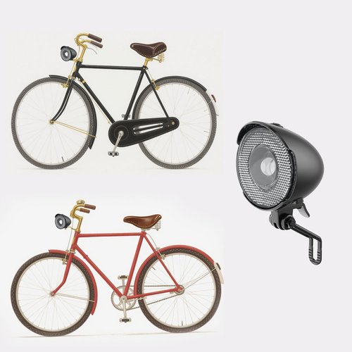 New 350Lumen High Brightness Headlights Front/Rear Bicycle Light Assembly (1 Headlight, 1 Taillight) Retro Bicycle Headlights Classic Retro Night Cycling Safety Bicycle