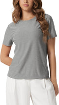 ODODOS Women's Performance Cropped Tee - Ultra Soft odSTRATUM Tech Short Sleeve Crew Neck Top