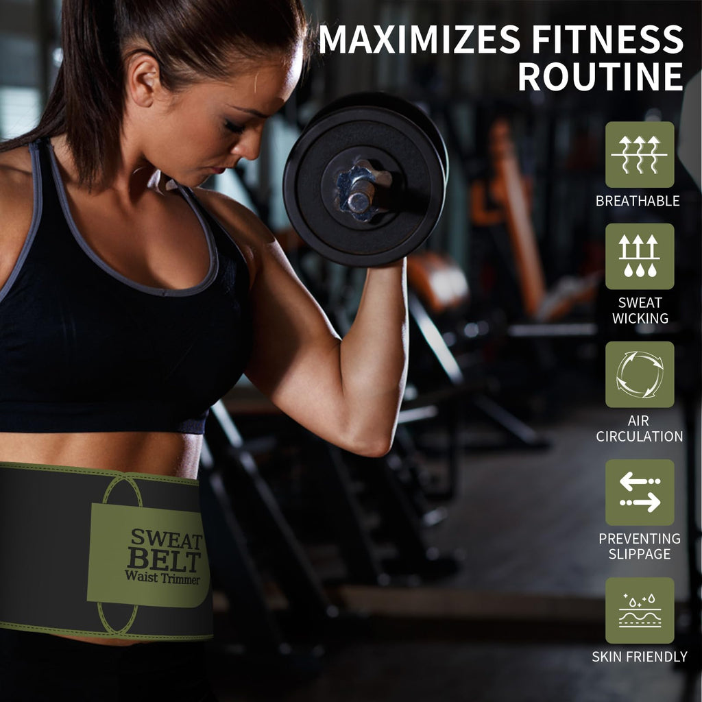 ZPP Waist Trainer for Women and Men, Neoprene Sweat Band Waist Trimmer Belt Stomach Wrap for Workout Amy Green