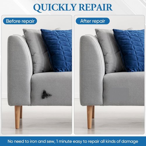 Canvas Patch | 6-Piece Self-Adhesive Waterproof Repair Kit - 5.5 x 8 Inches for Tents, Sofas, Boats & More (Gray)