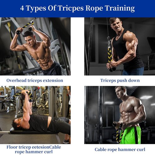 Deluxe Tricep Rope - Non-Slip Cable Attachment for Easy Grip | 27 & 36 Inch Length for Gym Workouts