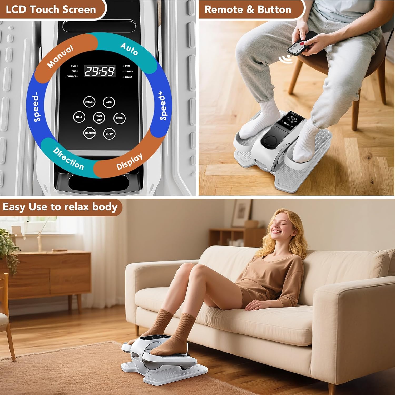 Under Desk Elliptical | Skiennix Exercise Machine with 12 Speeds - Electric Leg Exerciser for Seniors