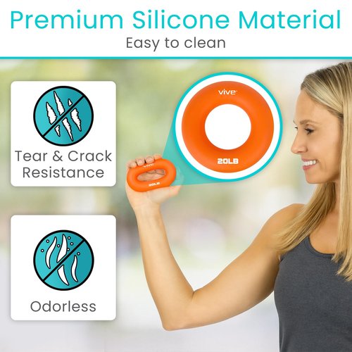 Vive Hand Strengthener Grip Ring (4 Pack) - Forearm Ring Hand Exercisers - Silicone Squeezer Gripper for Muscle Strengthening Training Tool - Arthritis Finger Physical Therapy PT Kit Trainer