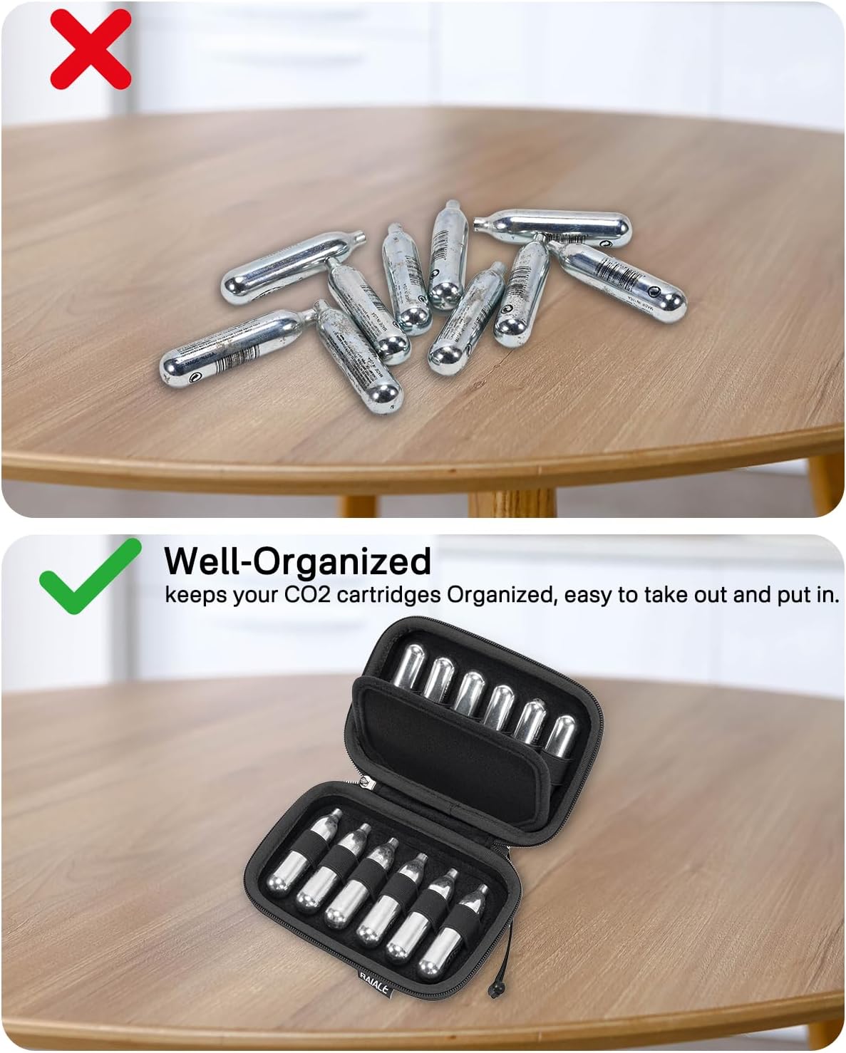 RAIACE CO2 Cartridges Storage Case - Compatible with Crosman & Umarex | Holds 12g & 8g Cartridges