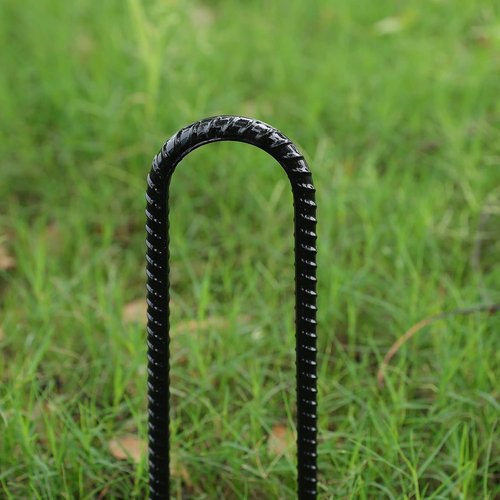 Gtongoko Heavy-Duty Rebar Stakes - U Hook Ground Anchors for Camping Tents | 12-Inch Curved Steel Garden Support (8-Pack)
