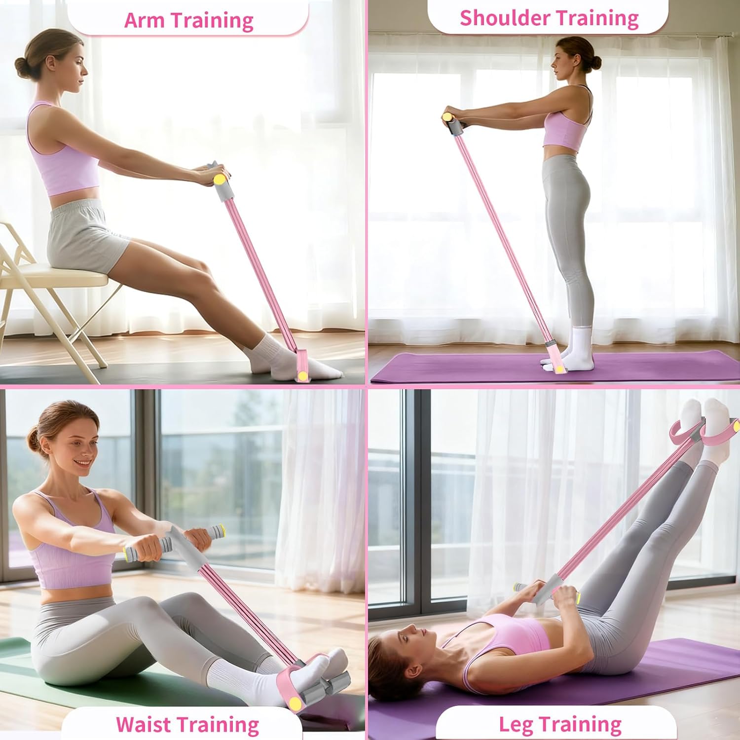 Skiennix Pedal Resistance Bands - Durable 6-Tube Design for Full-Body Workouts | Natural Rubber, Versatile Fitness Tool