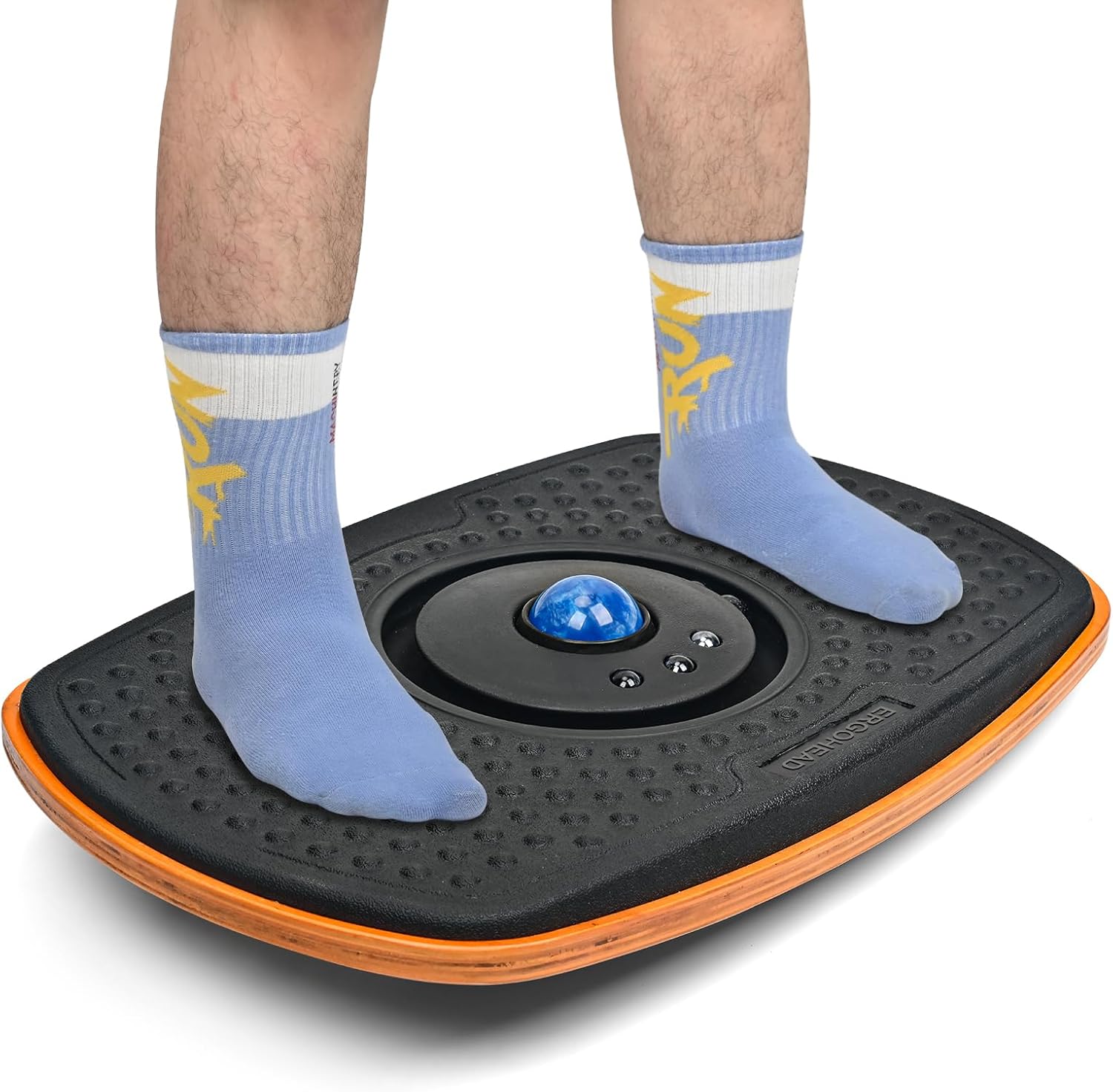 Skiennix Standing Desk Anti-Fatigue Mat - 360° Rotating Wooden Wobble Board for Home & Office