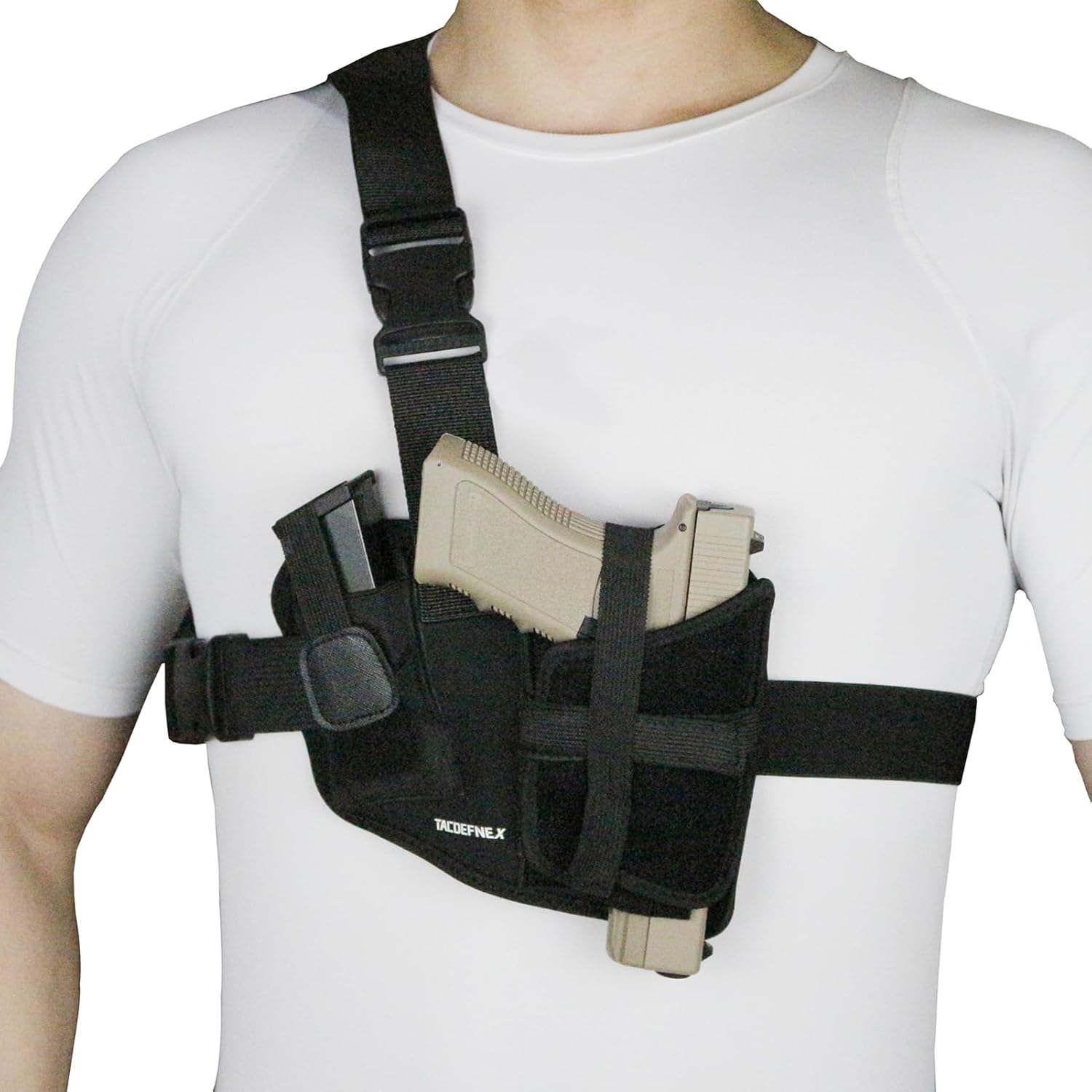 Universal Shoulder Holster by [Brand Name] - Right-Hand Chest Holster for Glock 19, 1911, Sig P365 | Ideal for Hiking & Outdoor Activities