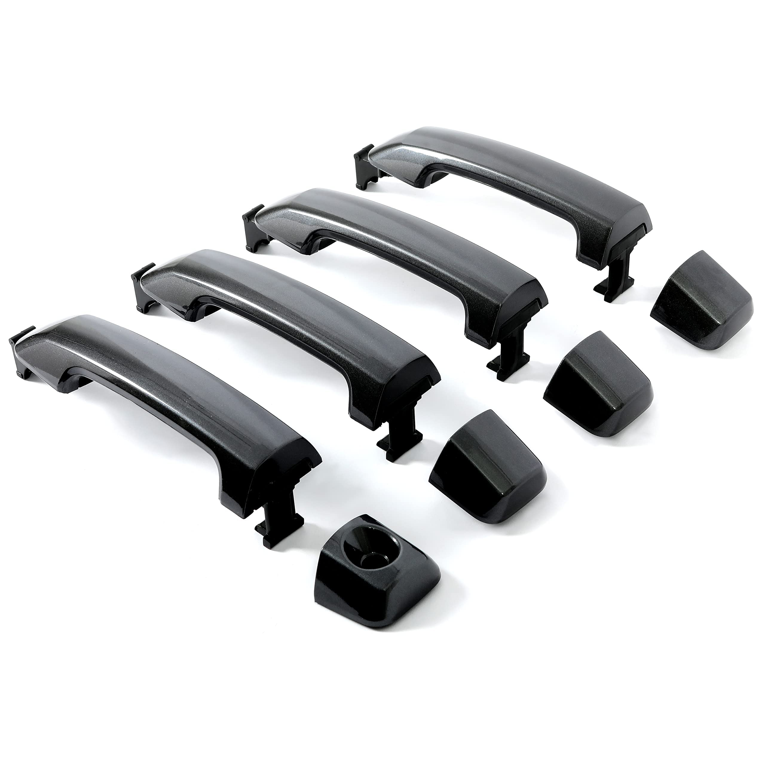 ECOTRIC Exterior Door Handles Kit Assembly Compatible with 2011-2022 Toyota Tundra Crewmax/Sequoia W/O Passenger Keyhole Dark Gray Replacement for 81295 692100C010 692170C030 692170C010