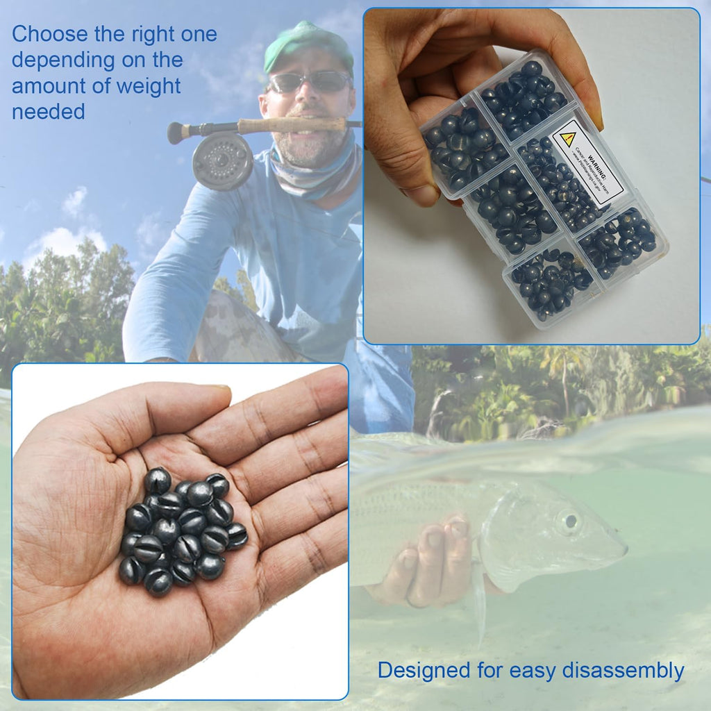 SANWEAL Fishing Weights Sinkers - Premium Split Shot in 120PCS/200PCS - Round Removable in 5/6 Sizes