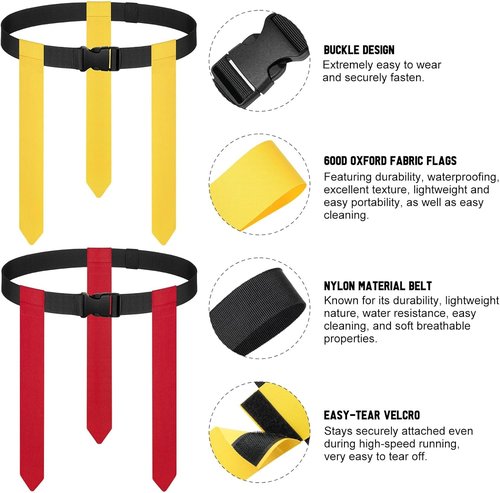 Flag Football Set by [Brand Name] - Adjustable 14/20 Player Belts with Cones, Football, Pump & Bag for Youth and Adults