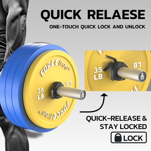 Quick Release Olympic Barbell Collars 2" (Pair) - Non-Slip Weightlifting Barbell Clips for Secure Powerlifting, Home & Gym - High-Strength Metal Bar Clamps