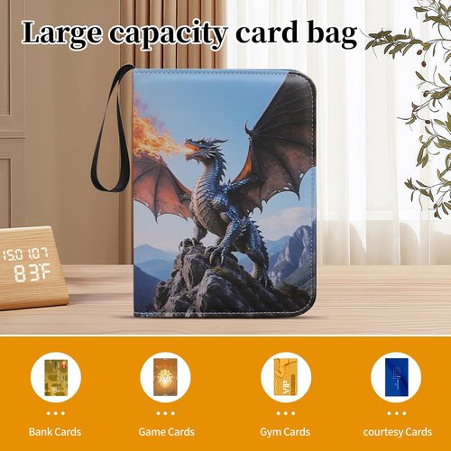 Deluxe Charizard Trading Card Binder - 9-Pocket Side-Loading Zipper Album with 50 Sleeves | Holds 900 Sleeved Cards