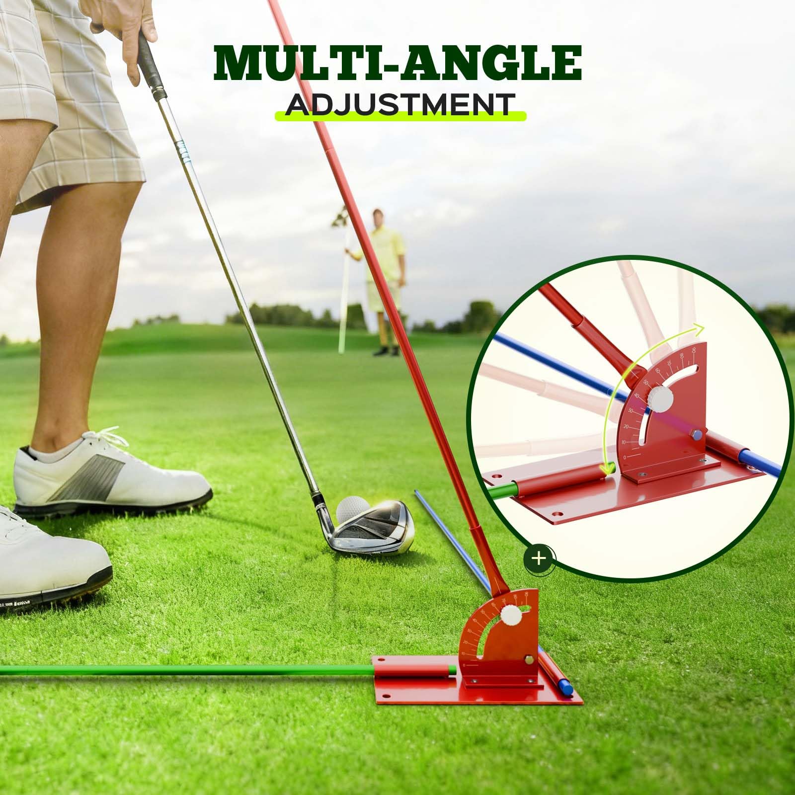 Zcoorey Golf Alignment Stick Holder - Metal Golf Alignment Sticks, Three-Hole Holder, Golf Swing Trainer with Training Manual, Golf Training Aid for Swing Plane & Swing Path