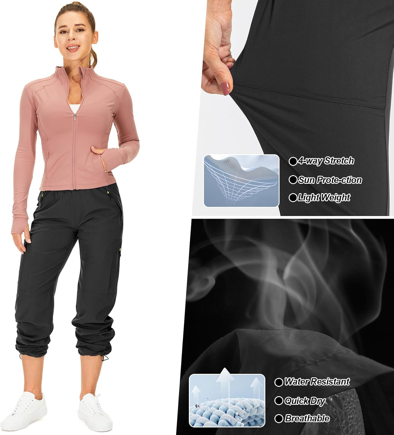 Skiennix Women's Hiking Pants - Quick Dry, Lightweight, UPF 50, Cargo Style with Zipper Pockets