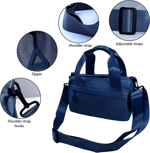 Mini Gym Bag Sport Bag Adjustable Small Duffle Bag Detachable Strap Gym Tote for Women Men Portable Fitness Shoulder Bag for Sports Travel (Dark Blue)