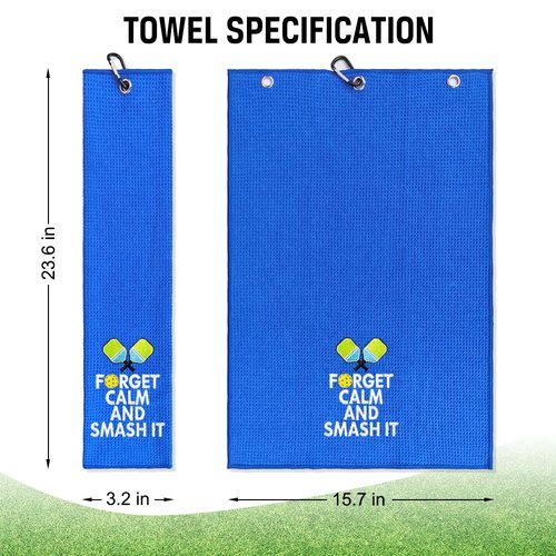 ERHACHAIJIA Forget Calm and Smash It Embroidered Sports Towel with Clip. Funny Gifts for Men, Women, Pickleball Lovers, Birthday, Retirement, Mother's Day