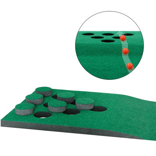 Crestgolf Mat Game Set Green Mat, Putting with 2 Adjustable Putters, 6 Golf Balls,12 Golf Hole Covers for Indoor&Outdoor Short Game Office Party Backyard Use