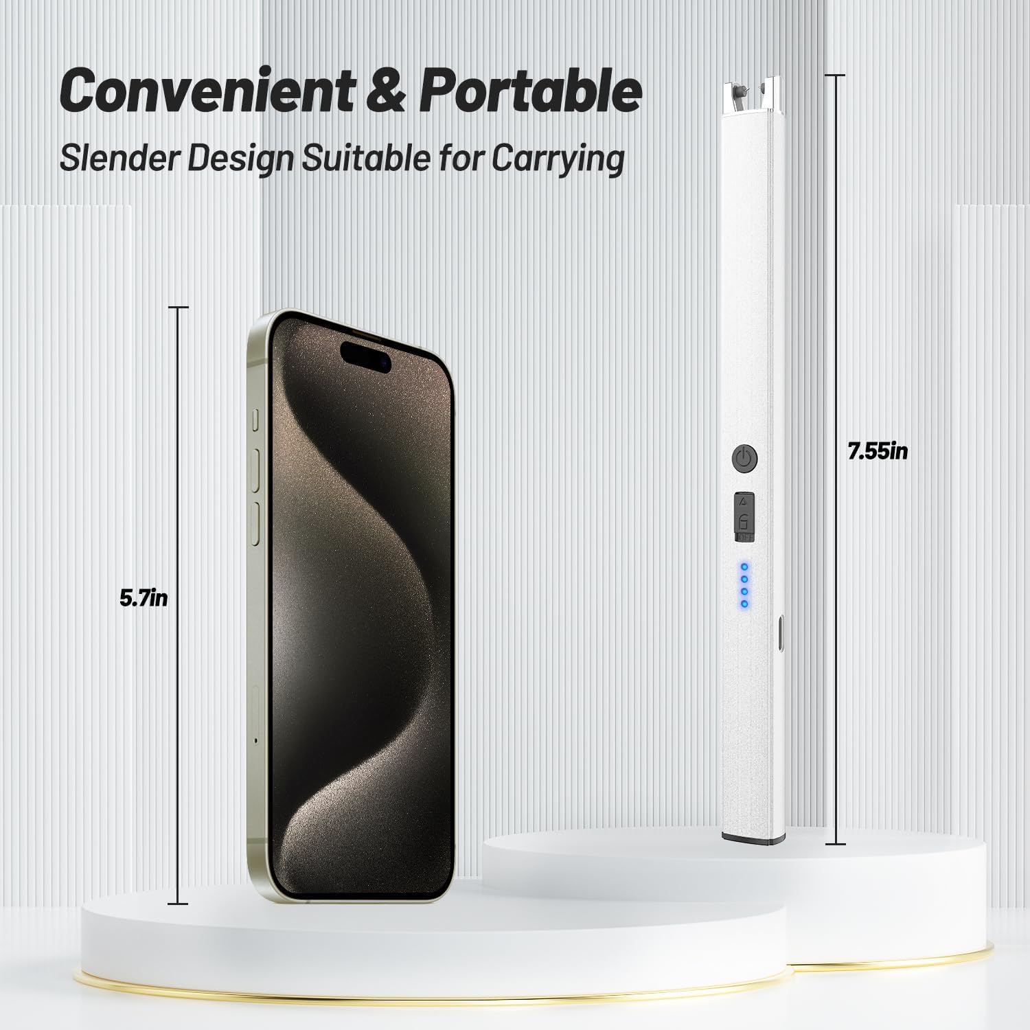 VEHHE Plasma Lighter - Rechargeable USB Type C Electric Lighter with LED Display | Windproof & Long-Lasting - Silver