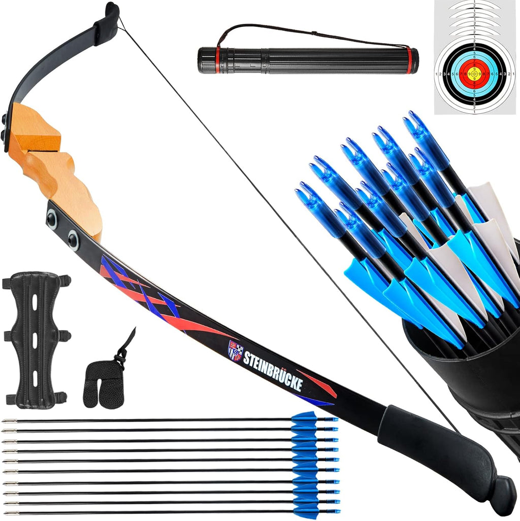 Skiennix 54” Recurve Bow - Lightweight Traditional Wood Takedown Bow for Adults & Beginners (40lbs)