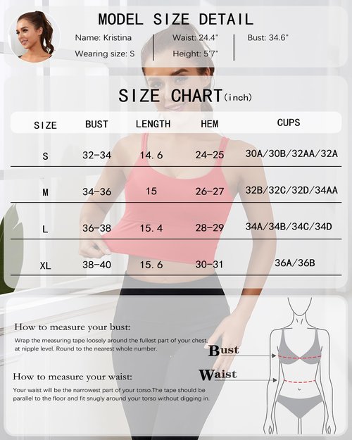 Everrysea Sports Bras for Women High Support Longline Workout Tank Tops Built in Bra Strappy Yoga Padded Crop Top