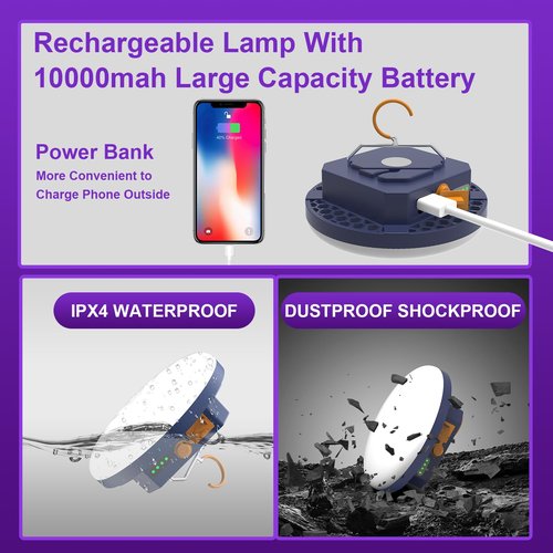 96 LED 395nm UV / 6500K Flashlight Camping Blacklight , 10000mAh Rechargeable, 3000 Lumens, Glow Lights for Party , Bedroom, Fluorescent Poster , Dog/Cat Urine ,Halloween Black Light (UV(Remote))
