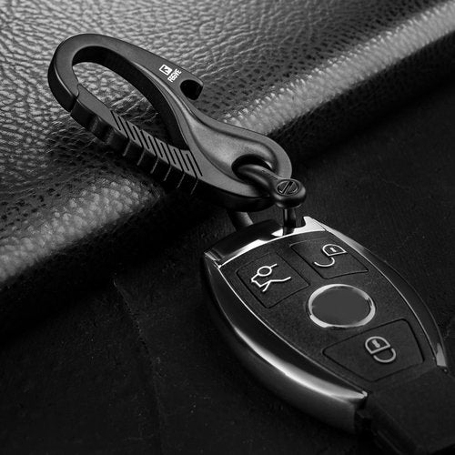 TISUR Titanium Keychain Carabiner Clip, Key Fob Holder, Quick Release D Ring Keychain Heavy Duty Bottle Opener Keychain Car Key Chain for Men (Black)