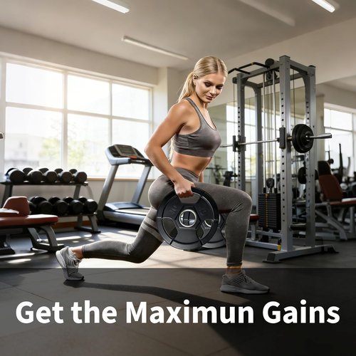 Garvee Olympic Weight Plates - Rubber Encased Iron, Low Noise & Floor Protection, 10-55 lbs