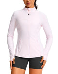 G Gradual Woman Pink Sping Yoga Lightweight Jackets Full Zip Slim Fit 4 Pockets Gym Athletic Jacket Tops (Light Pink, M)