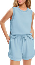 Nirovien Women's 2-Piece Lounge Set - Stylish Summer Sweat Outfit | Sleeveless Tank Top & Shorts