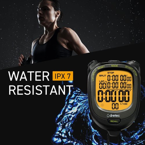 Dretec Digital Stopwatch - Waterproof Design with Backlight | Sleek Black Finish
