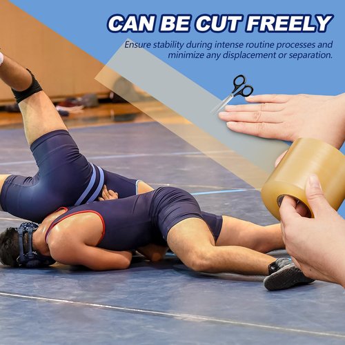 Pangda Wrestling Mat Tape 3 or 4 Inch Heavy Duty 7 Mil PVC Carpet Tape for Wrestling Grappling Exercise Mats Seaming Cover Gym Floor Carpet Seam(4'',Clear,2 Rolls)