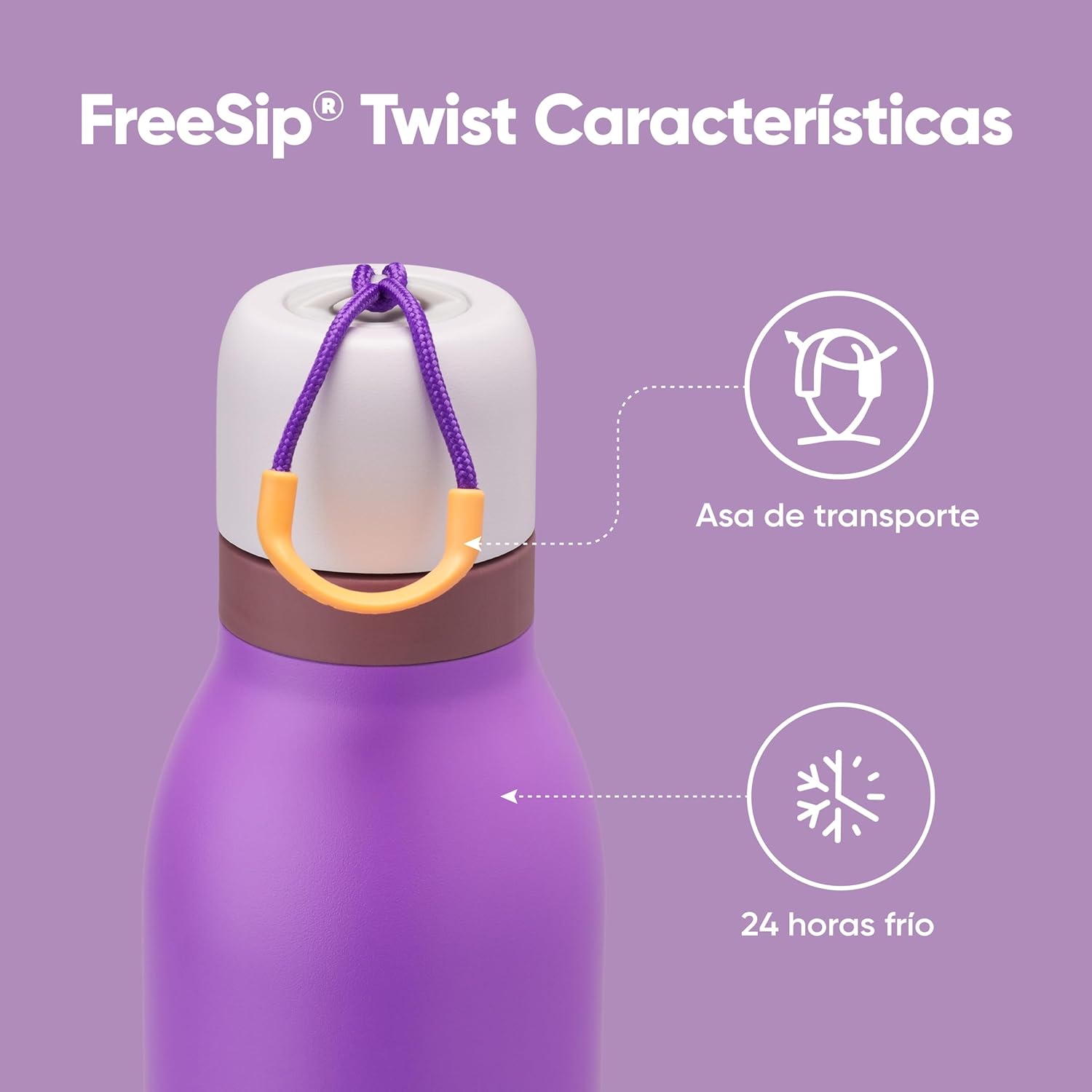 Owala FreeSip Twist Insulated Stainless Steel Water Bottle - BPA-Free, 24 oz, Purple for Sports & Travel