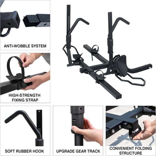 Leader Accessories 2" Hitch Bike Rack - Heavy Duty Foldable Rack for 2 Bikes Up to 75 lbs Each | Fits Standard, Fat Tire & Electric Bicycles