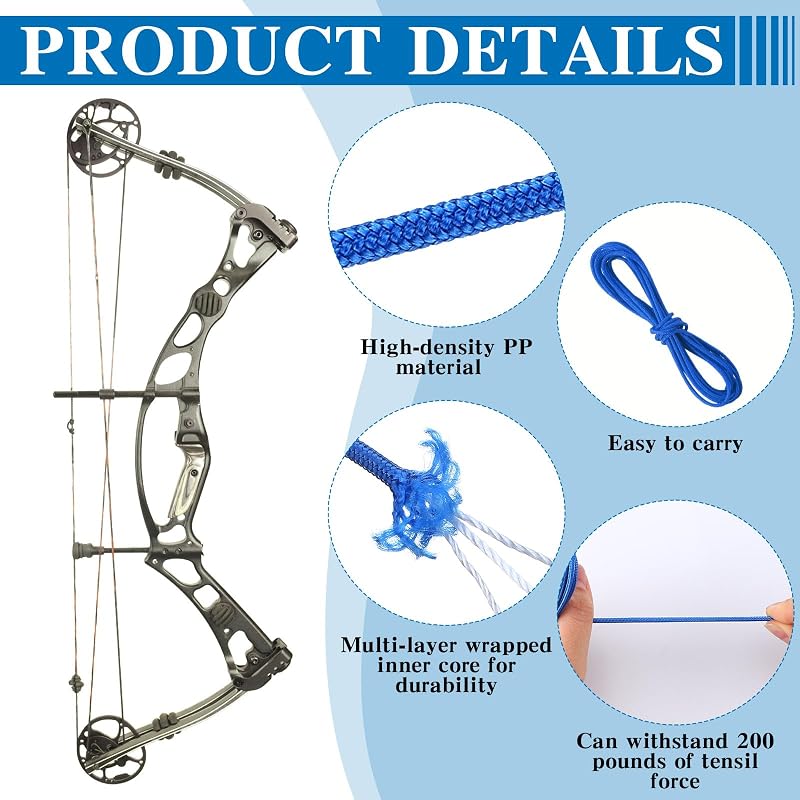 D Loop Ropes 10 ft Archery Bow String Release Set – 8 Color Nylon D Loop Wires for Compound Bows