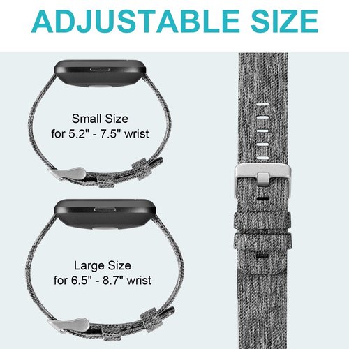 Maledan Compatible with Fitbit Versa 3 and Fitbit Sense 2 and Fitbit Versa 4 and Fitbit Sense Bands Men Women, Woven Fabric Replacement Band for Sense/Versa 3 Smartwatch, Small Black Charcoal Gray