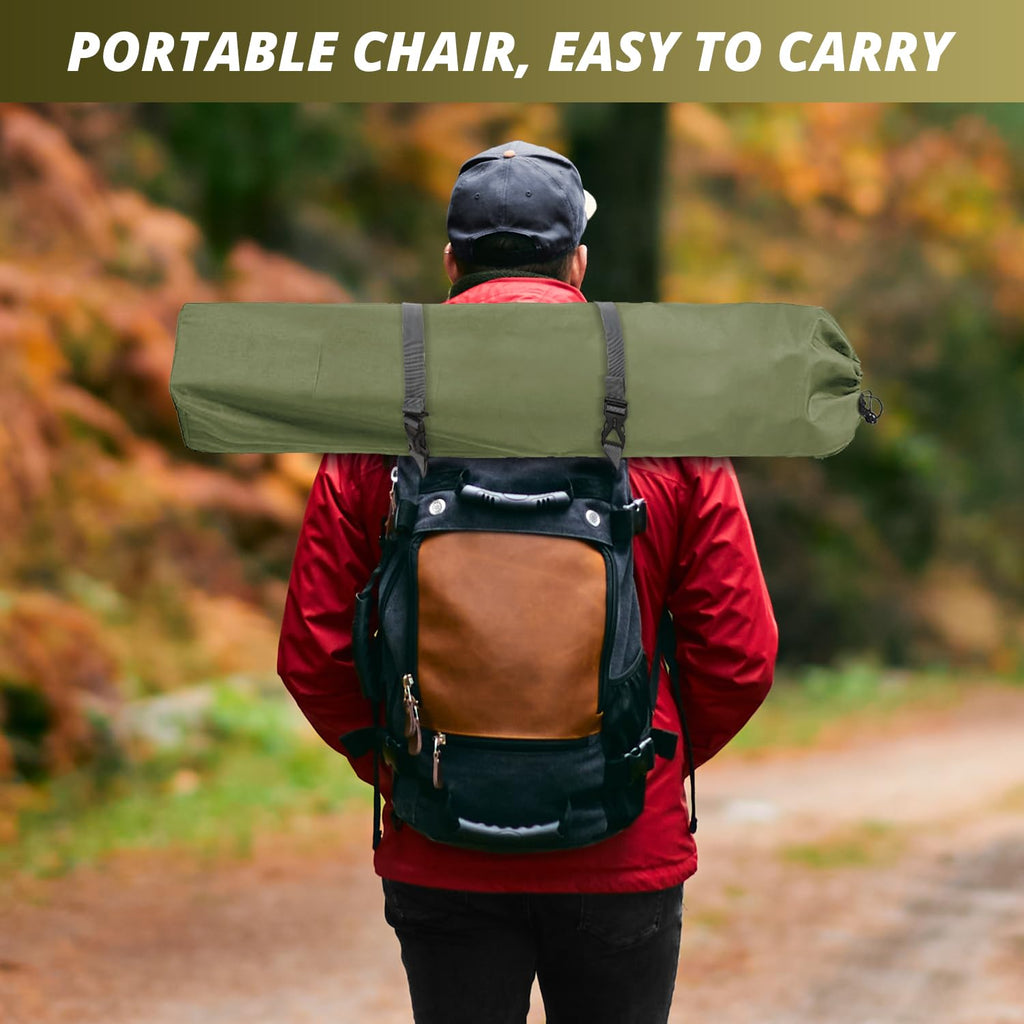 SAILARY 2 Pack Folding Camping Chairs with High Back, Comfortable Outdoor Chairs 300lbs Capacity Lightweight Portable Chair with Storage Bag for Camping, Fishing, Green
