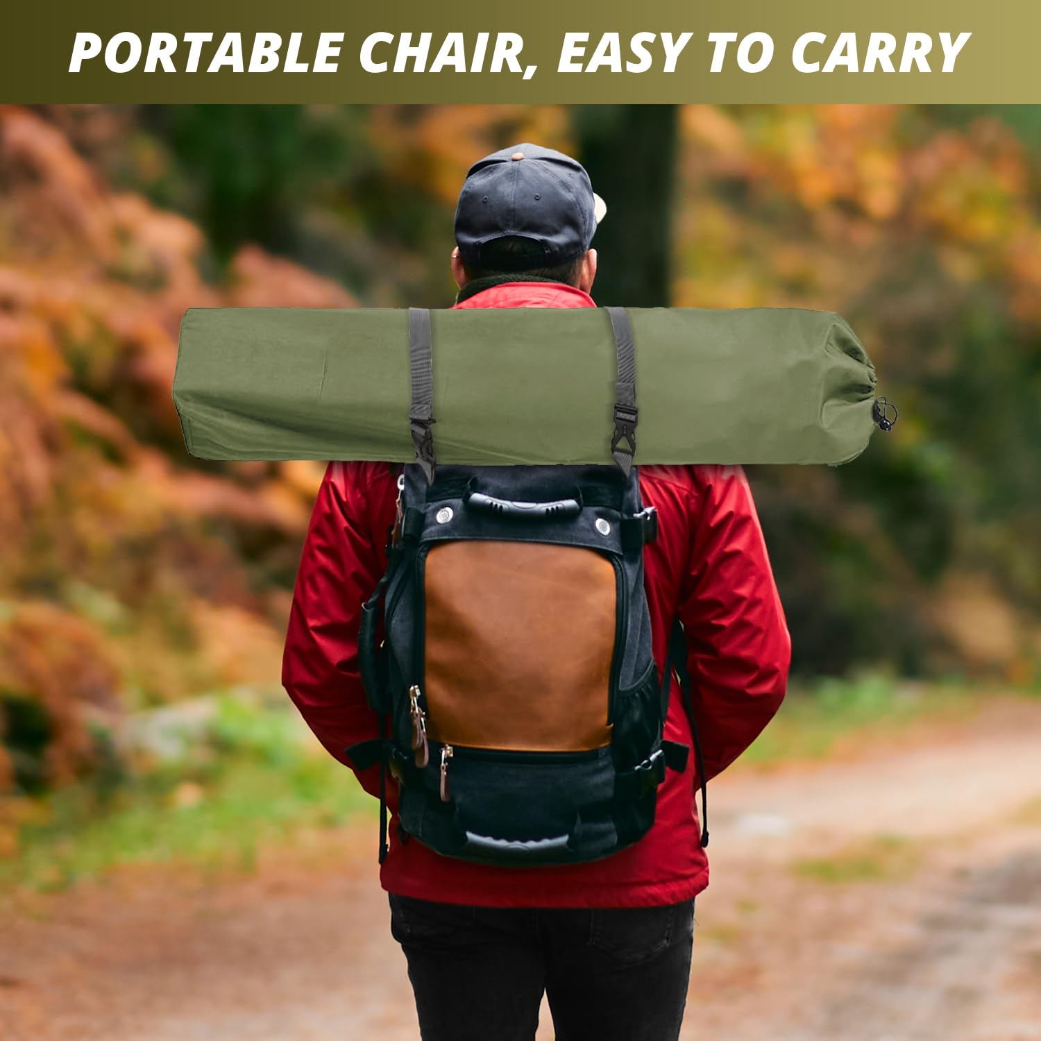 SAILARY 2 Pack Folding Camping Chairs with High Back, Comfortable Outdoor Chairs 300lbs Capacity Lightweight Portable Chair with Storage Bag for Camping, Fishing, Green