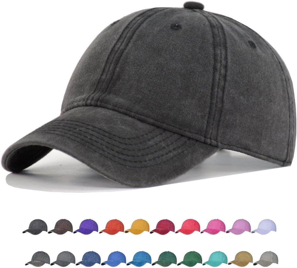 TSSGBL Vintage Cotton Baseball Cap - Unstructured, Adjustable Distressed Dad Hat for Men & Women | Small - XXL
