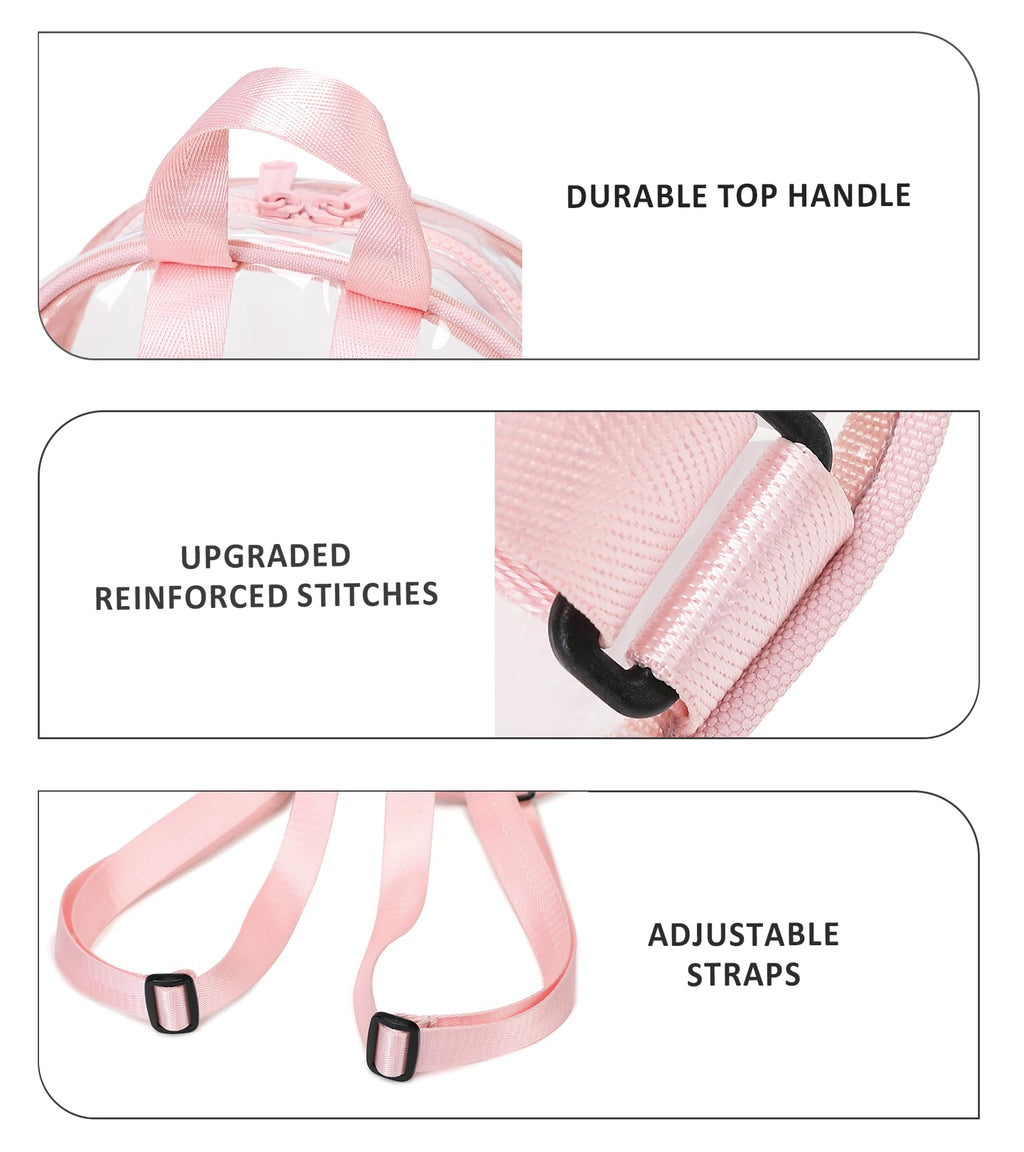 abshoo Clear Bag for Stadium Events Approved Clear Mini Backpack Transparent Bags for Women Concert Festivals Sport Event (Light Pink)