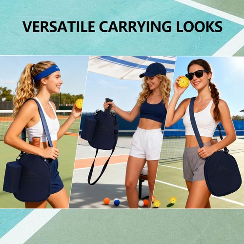 ROYAL MOUNTAIN Pickleball Paddle Covers, 11 * 8.5Inch Lightweight Pickleball Racket Cover Bag With Ball Pocket And Handle Strap, Racket Sleeve for Men & Women (Navy Blue)