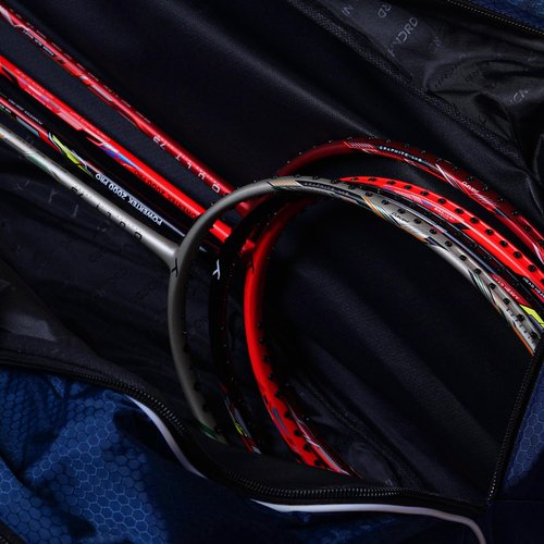 HUNDRED Strike Badminton and Tennis Racquet Kit Bag | Size: Large | Material: Polyester | 2 Compartments | Front Zipper Pocket | Padded Back Straps | Easy-Carry Handle | Slate Blue (6in1)