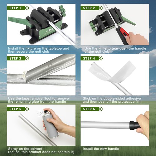 Soulchen Golf Club Vise Clamp Kit Golf Regripping Kit with Quick Release Vise Clamp Tapes Strips Tape Remover and 13 Pcs Double Sided Tapes for Home Travel Removal Tool, Solvent Not Included