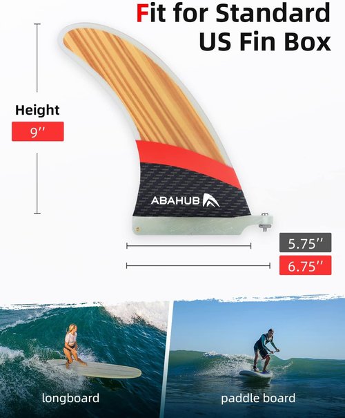 Abahub 9-Inch SUP Replacement Fin - Fiberglass Reinforced Center Fin for Surfboards & Paddle Boards | Black/Blue/White