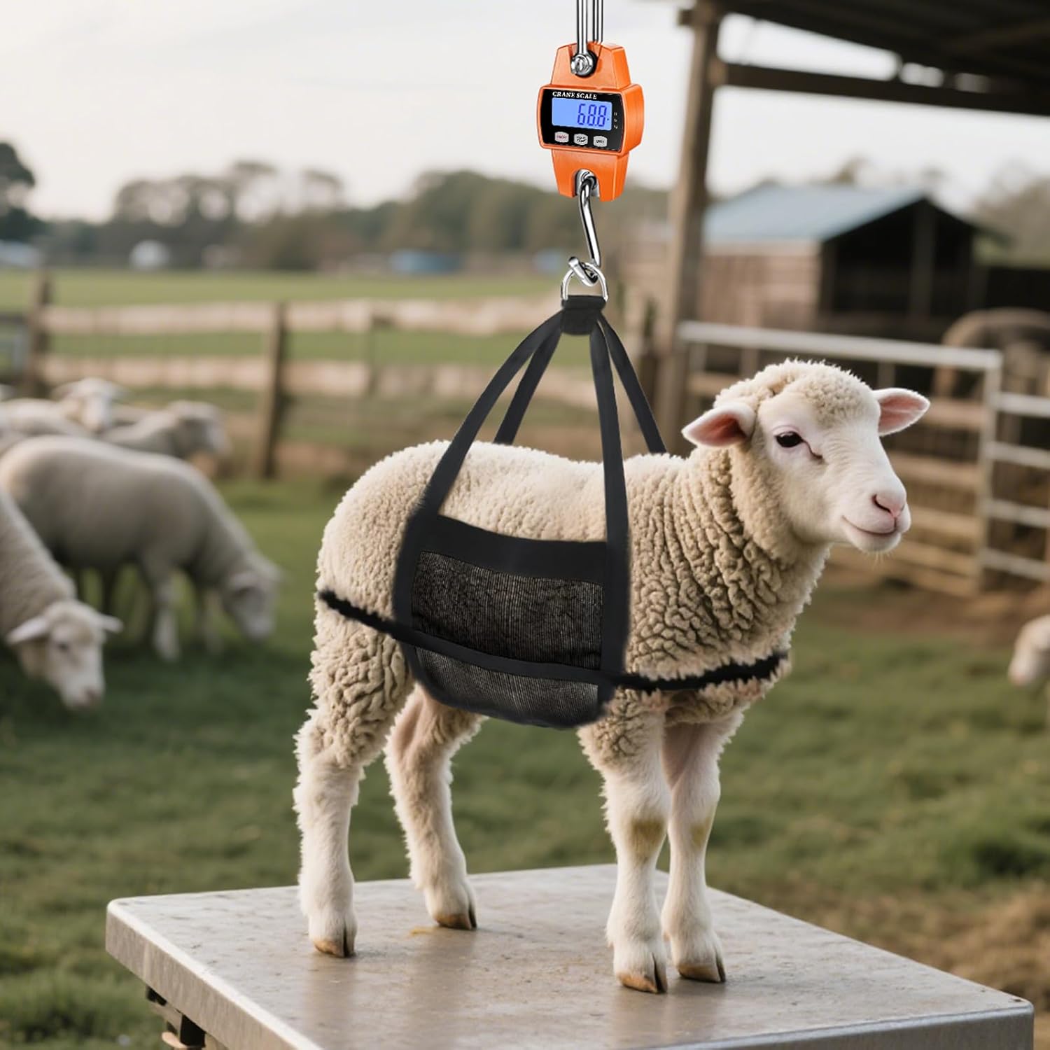 RoMech Digital Hanging Scale - 660lb Capacity, Durable Cast Aluminum, Mini Crane Scale for Outdoor Use (Orange)